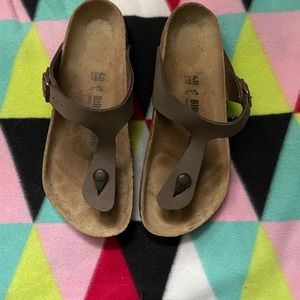 Birkenstock sandals, brown leather